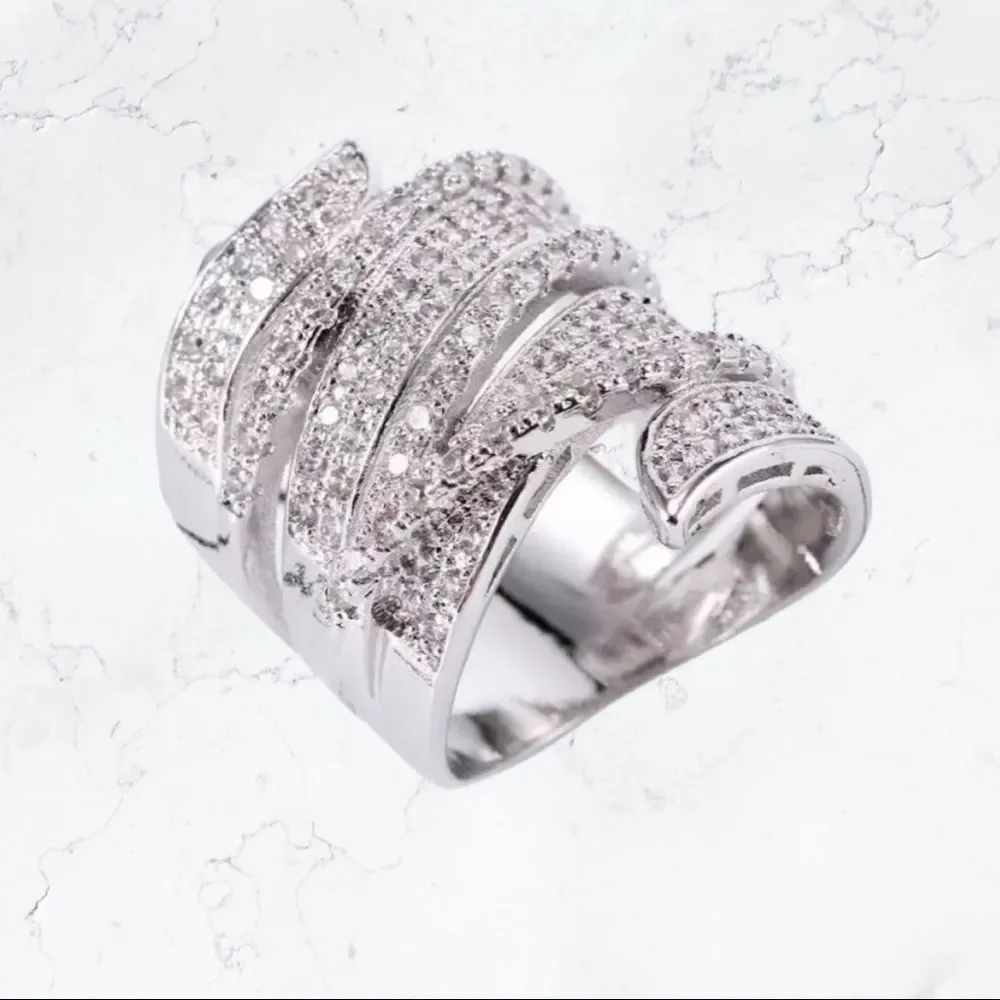 .925 Sterling Silver Multi-Layer Ring - Picture 6 of 8